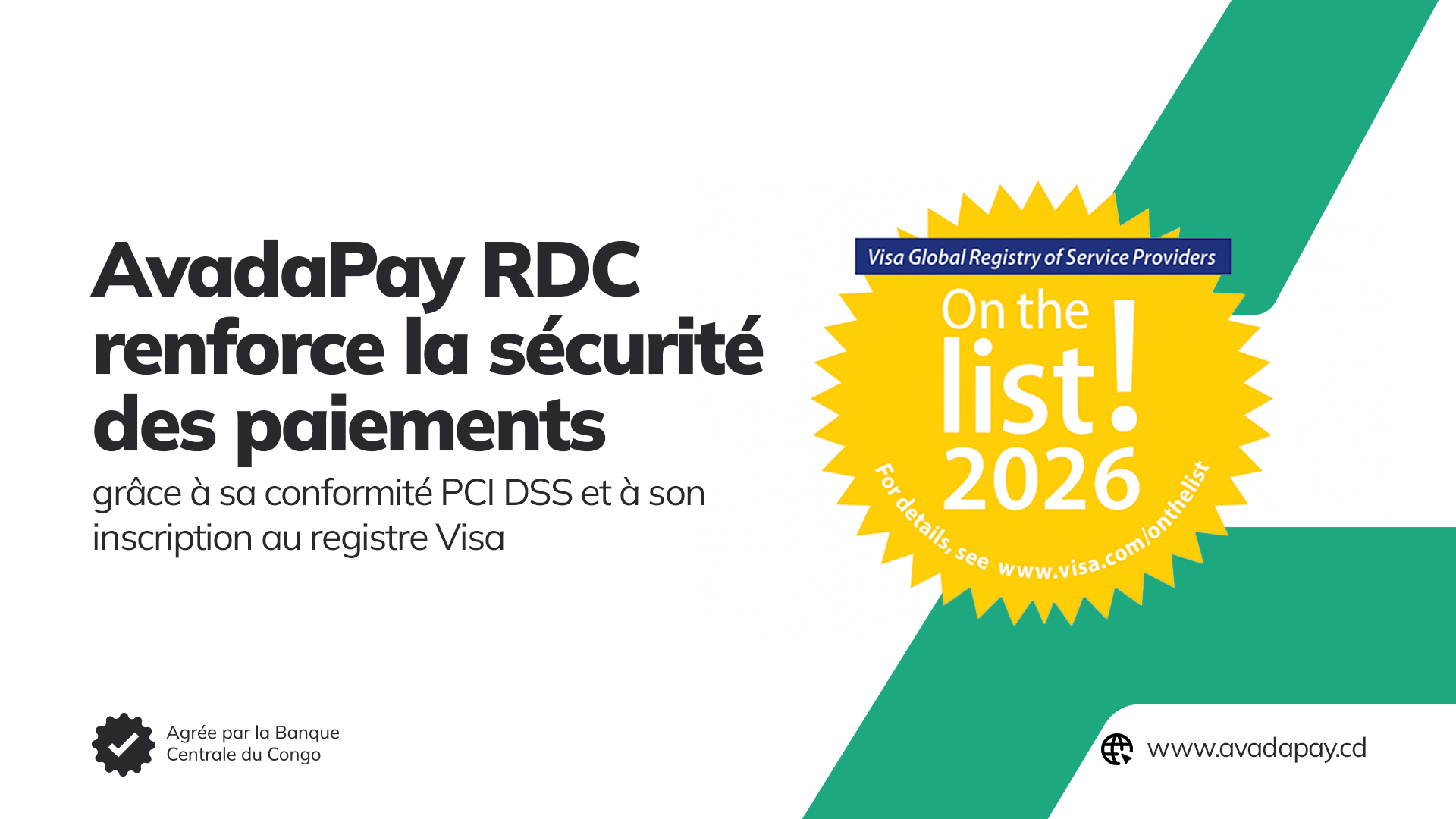 AvadaPay RDC renforce la sécurité des paiements avec sa conformité PCI DSS et son inscription au registre Visa
